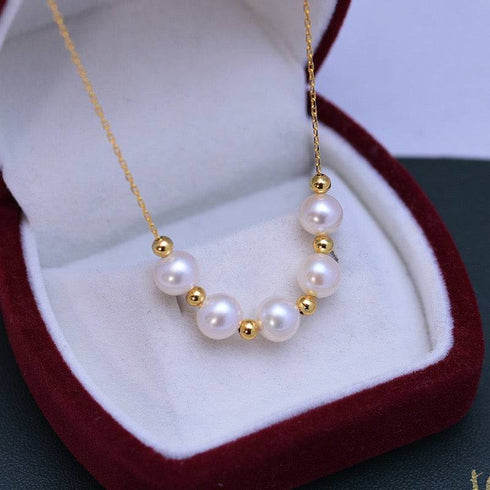 6-7mm Five Drops White Freshwater Smile Pearl Necklace - May Lynn Jewelry